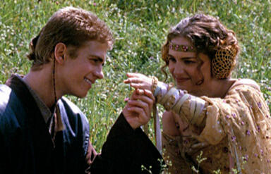 Anakin and Padmé in the flower field, as seen in Attack of the Clones